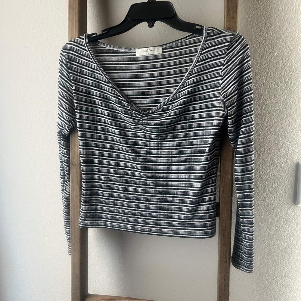WILD LOVE - Striped Black and White Women's Top - size M